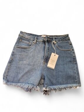 Risen Light Blue  Two Tone Frayed Hem Denim Shorts Medium NWT